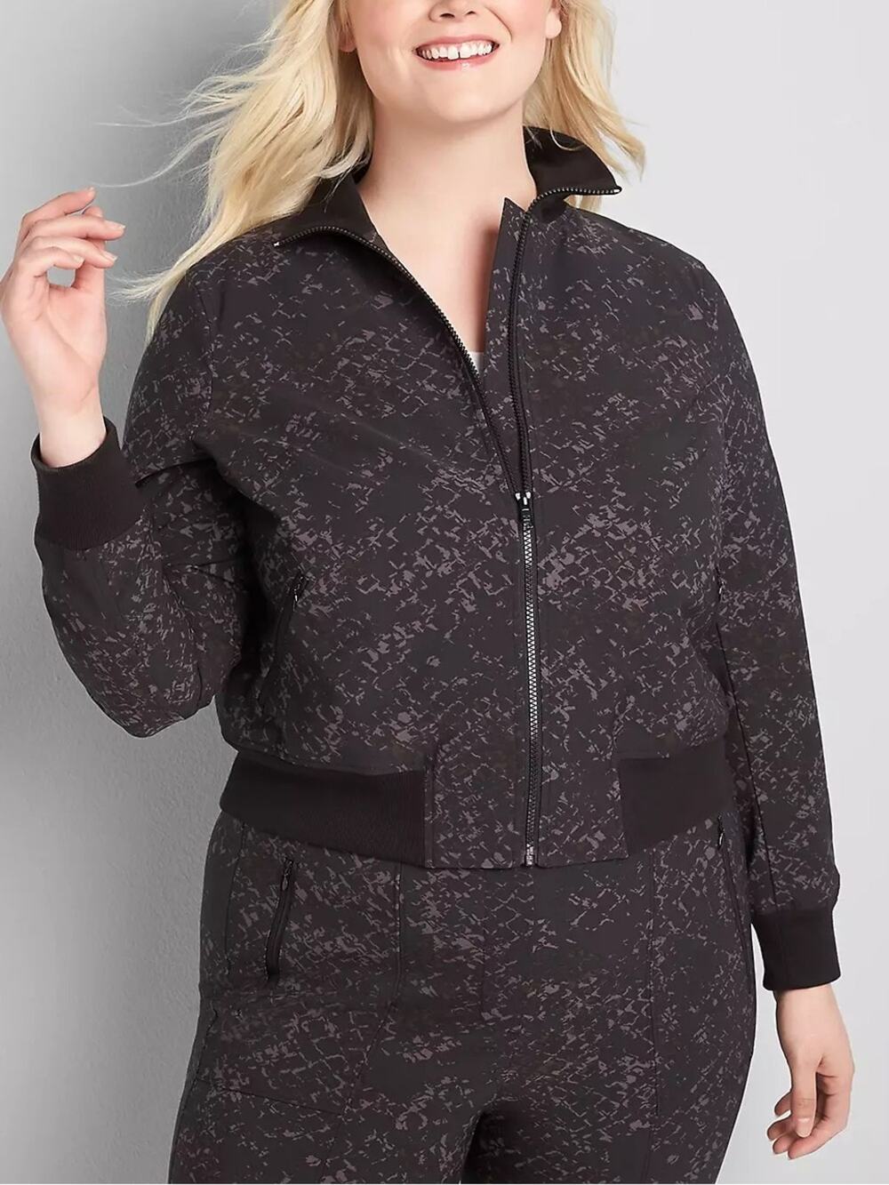 Lane Bryant On The Go Bomber Jacket Black and Grey Women’s Plus Size 20